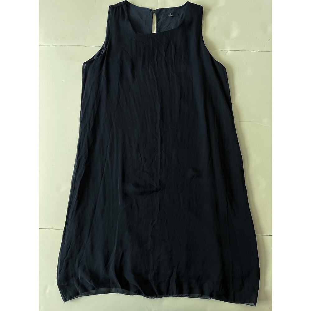 Baci Dress Womens S Blue Silk Chiffon Sheer Shift Knee Length Made In Italy